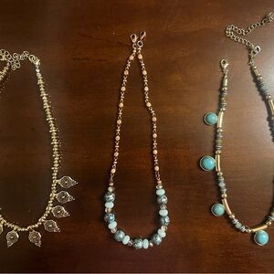 Premier Designs Trio Necklace Set with Gold and Turquoise Accents